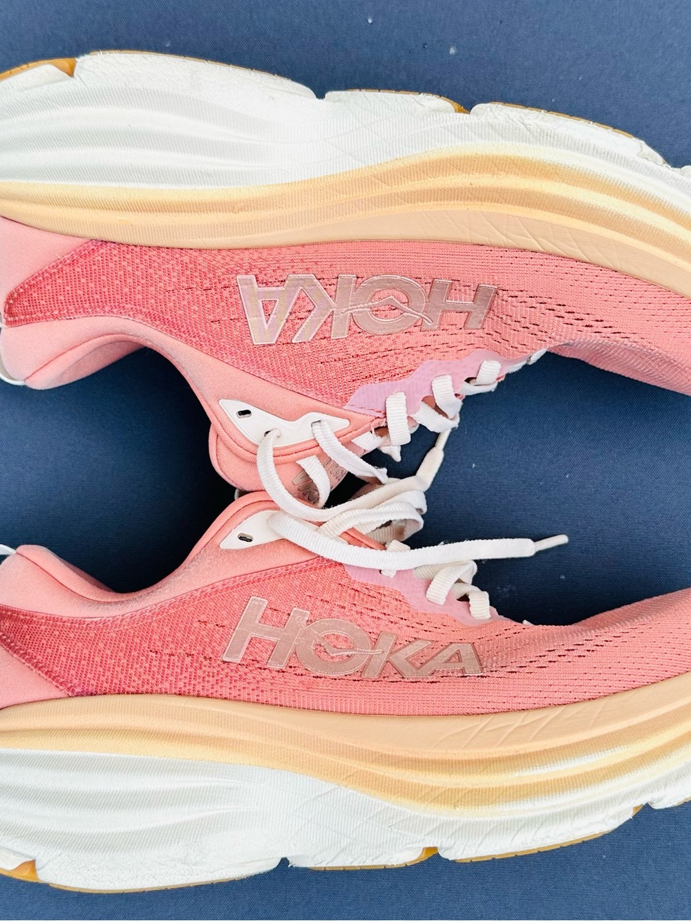 Hoka One One Pink and Cream Women's Running Sneakers